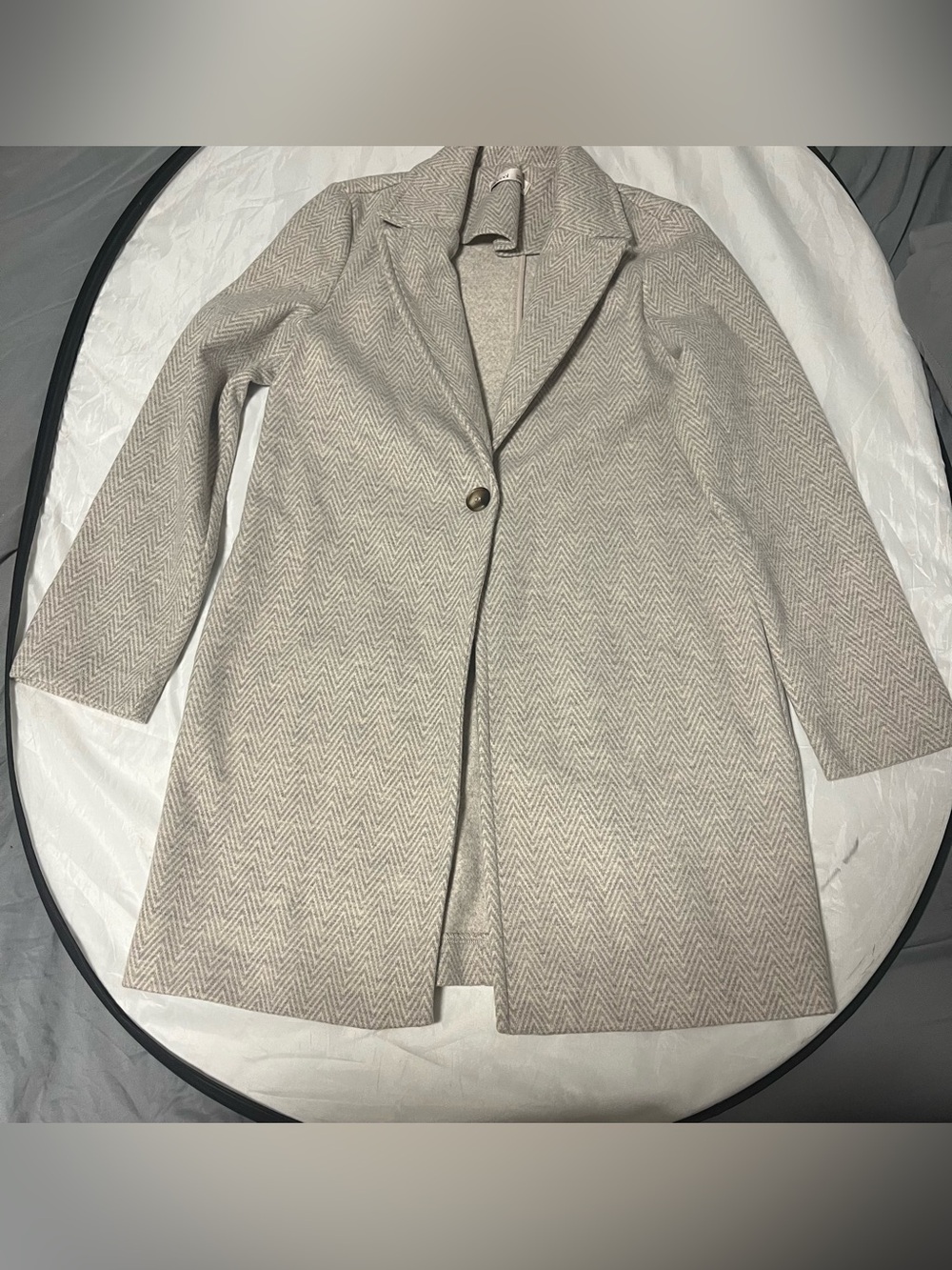 BE COOL Herringbone Single-Button Trench Coat - Light Beige